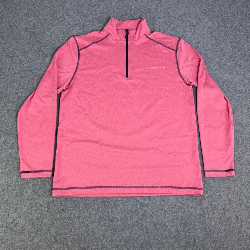 Vineyard Vines Quarter Zip Pullover Men Medium Pink Excellent Heathered Stretch